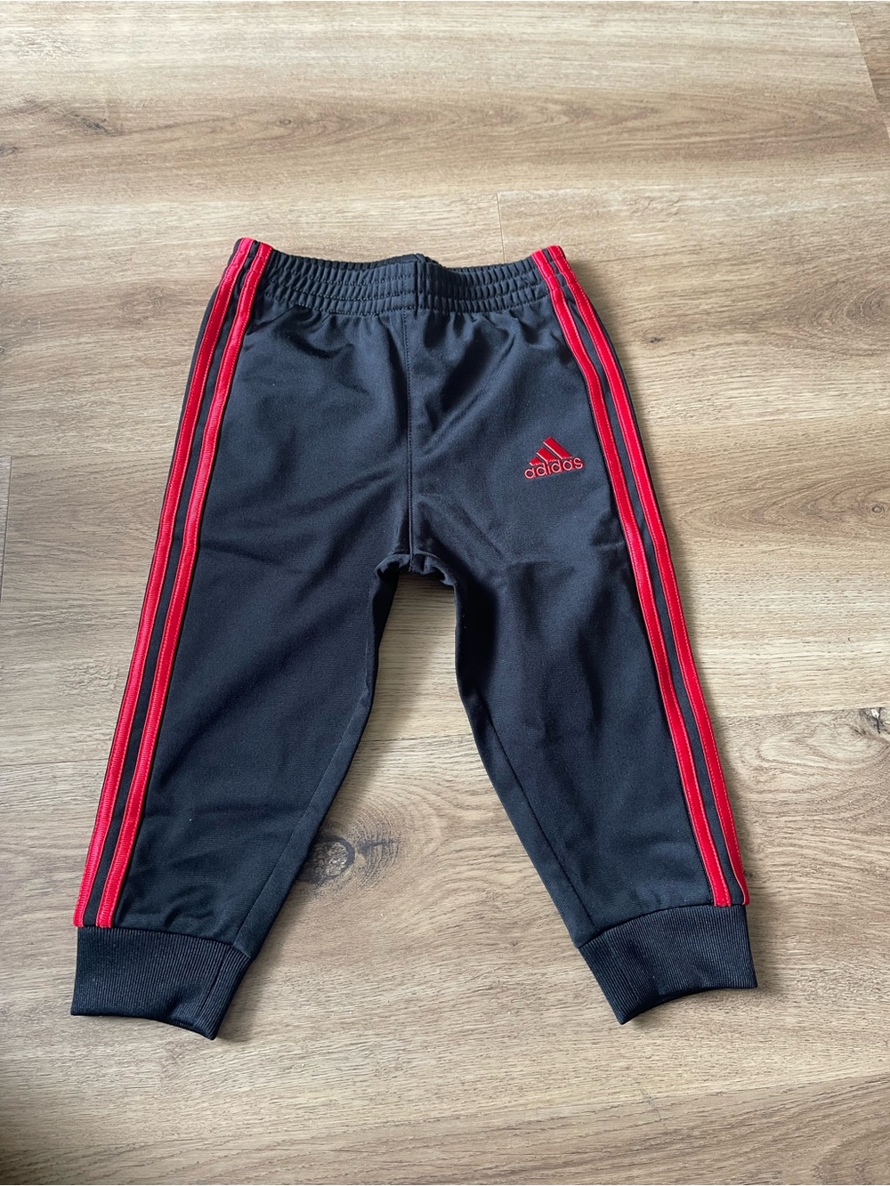 New adidas Black Joggers with Red Side Stripes